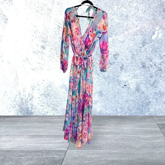 Dolessa Dresses | Long Floral Chiffon Maxi Romper. | Color: Purple | Size: L | Ccretikos's Closet